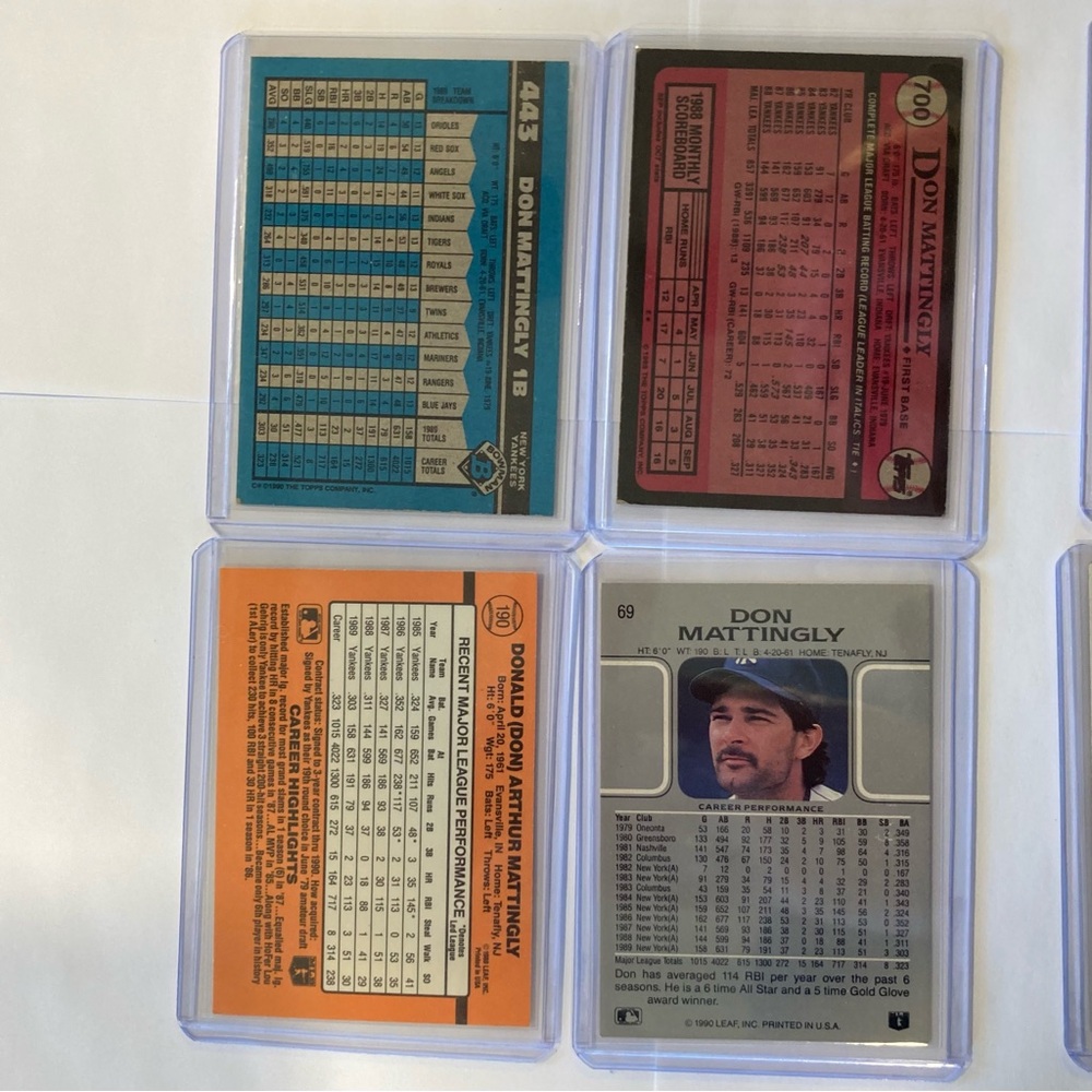 Lot of 9 Vintage 80s-90s Don Mattingly Baseball Cards Yankees - Picture 7 of 16